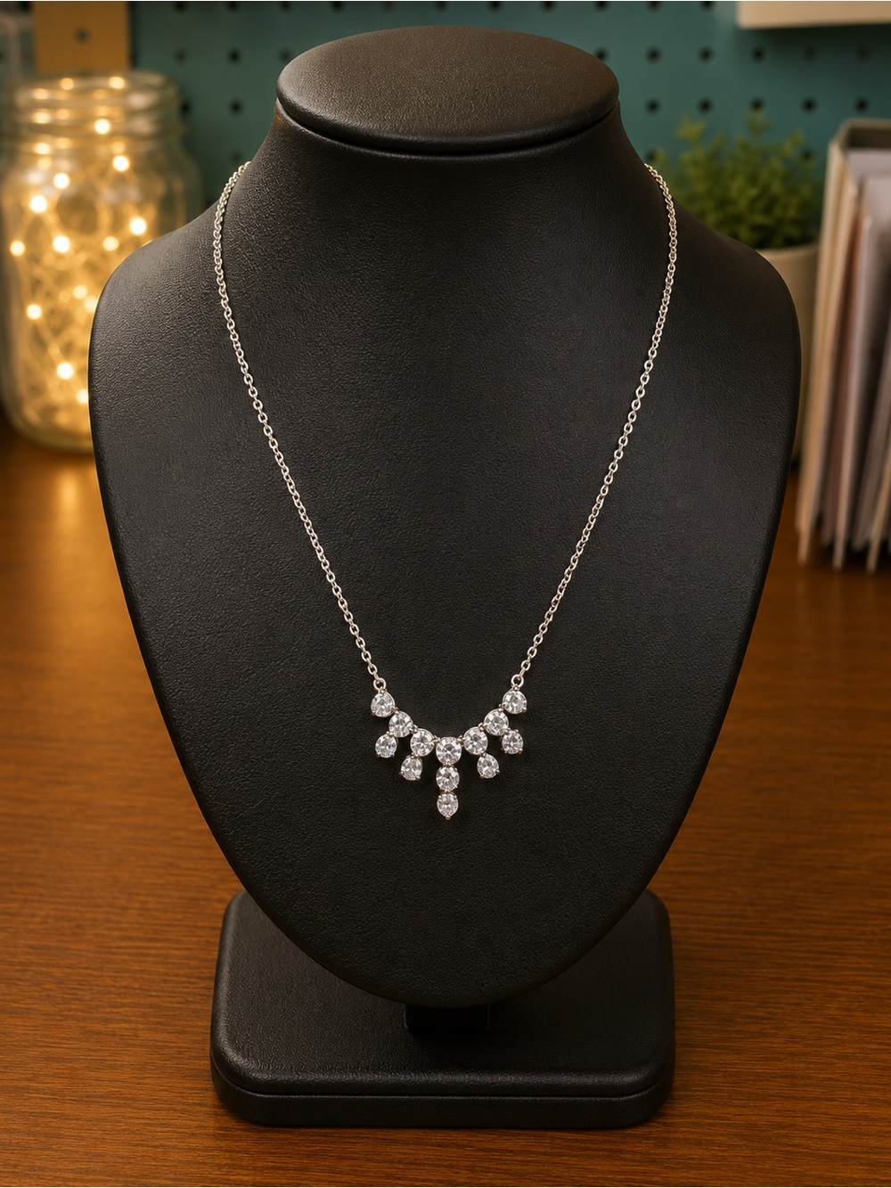 925 Sterling Silver Swarovski Teardrop Pendant Necklace -